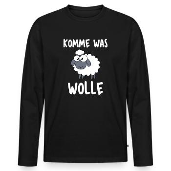 Komme was Wolle - Männer Premium Bio Langarmshirt - Schwarz - Vorne - Nico (187cm)