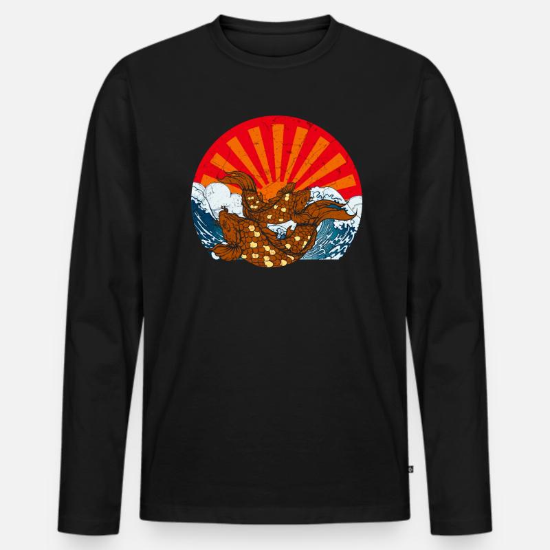 Japanische Kunst - Männer Premium Bio Langarmshirt - Schwarz