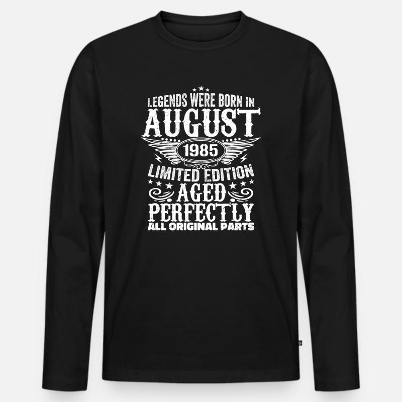August 1985 Jubiläum 1985 Legenden August - Männer Premium Bio Langarmshirt - Schwarz