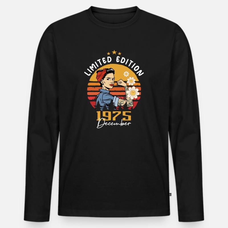 Dezember 1975 Geburtstagsgeschenk Dezember 1975 - Männer Premium Bio Langarmshirt - Schwarz