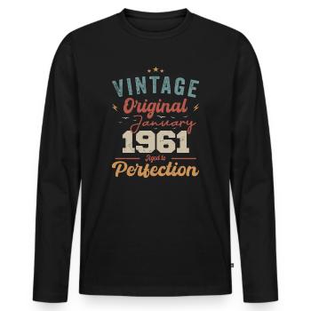 Januar 1961 Legende seit 63 Jahren - Männer Premium Bio Langarmshirt - Schwarz - Vorne - Nico (187cm)