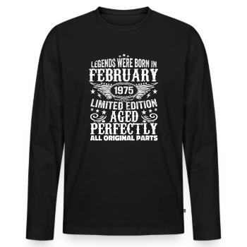 Legendary since February 1975 - 49 years old - Men's Premium Organic Long Sleeve Shirt - black - Front - Nico (187cm)