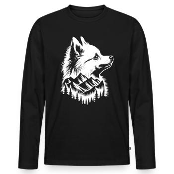 Chien Loulou De Poméranie Montagne - T-shirt manches longues Premium bio Homme - noir - Devant - Nico (187cm)