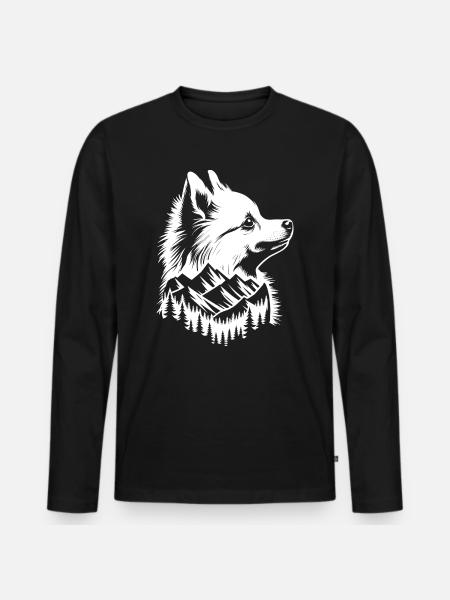 Pomeranian Dog Mountain - Men's Premium Organic Long Sleeve Shirt - black