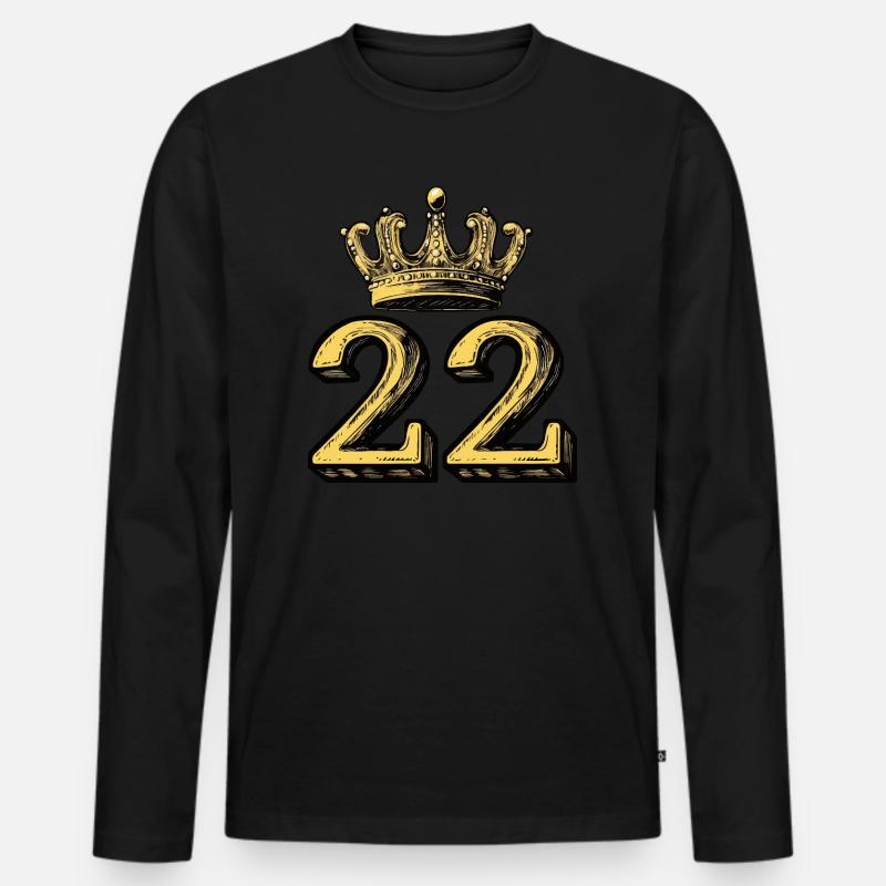 22 Zahl Krone - Männer Premium Bio Langarmshirt - Schwarz