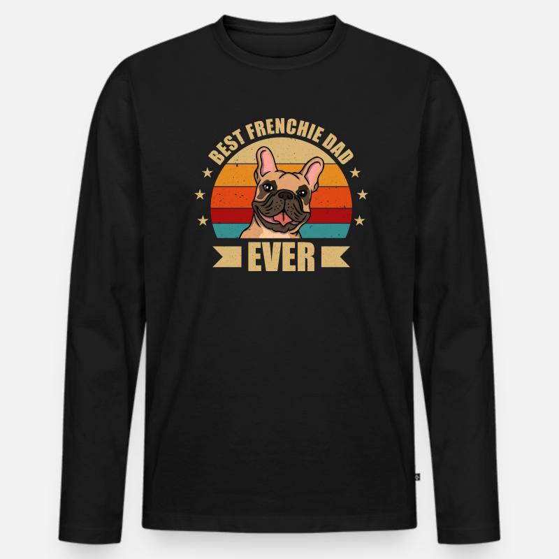 BESTER FRENCHIE PAPA - Männer Premium Bio Langarmshirt - Schwarz