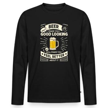 Beer Won't Make You Lustiger Bier Humor Spruch - Männer Premium Bio Langarmshirt - Schwarz - Vorne - Nico (187cm)