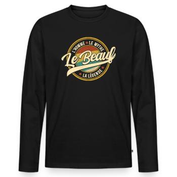 Beauf Homme Mythe Légende Beau-Frère - T-shirt manches longues Premium bio Homme - noir - Devant - Nico (187cm)