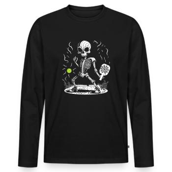 Spooky Pickleball Halloween Skeleton - Men's Premium Organic Long Sleeve Shirt - black - Front - Nico (187cm)