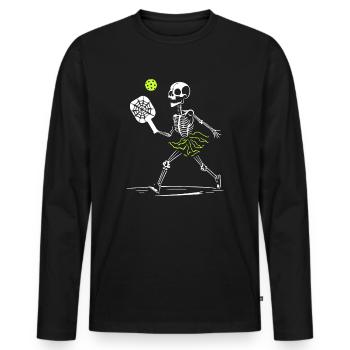 Spooky Pickleball Skeleton Halloween Women - Men's Premium Organic Long Sleeve Shirt - black - Front - Nico (187cm)