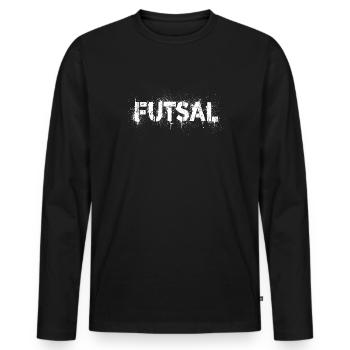 Futsal Fussball kicken tor Hallenfußball - Männer Premium Bio Langarmshirt - Schwarz - Vorne - Nico (187cm)