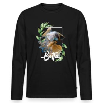 Betta Fisch Tropical Plant Design Betta Leben - Männer Premium Bio Langarmshirt - Schwarz - Vorne - Nico (187cm)