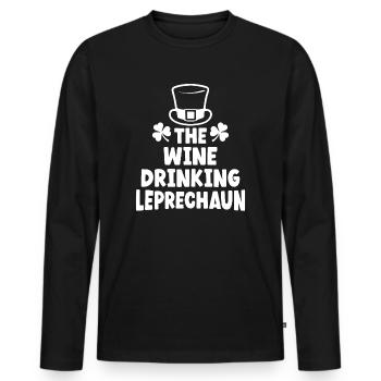 Der Wein trinkende Kobold - Männer Premium Bio Langarmshirt - Schwarz - Vorne - Nico (187cm)