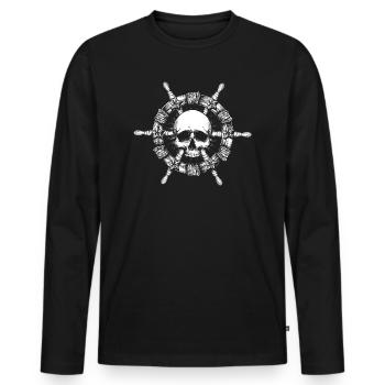 Pirate Steering Wheel - Men's Premium Organic Long Sleeve Shirt - black - Front - Nico (187cm)