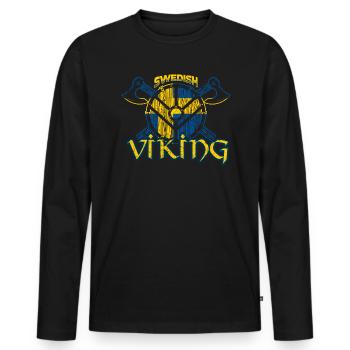 Swedish Viking - Men's Premium Organic Long Sleeve Shirt - black - Front - Nico (187cm)