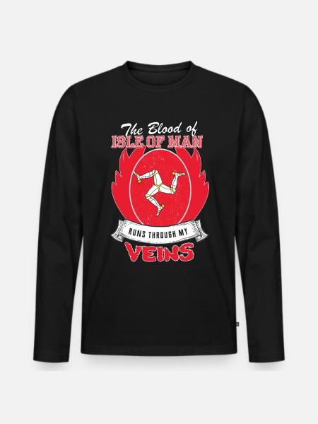 isle of man Blut fliesst durch meine Venen - Männer Premium Bio Langarmshirt - Schwarz
