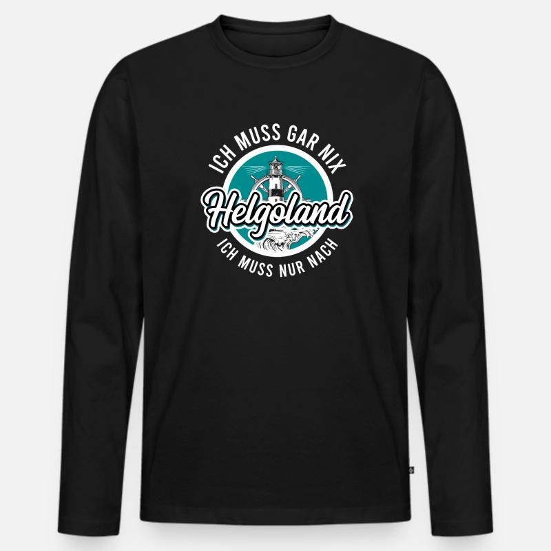 Helgoland - Männer Premium Bio Langarmshirt - Schwarz