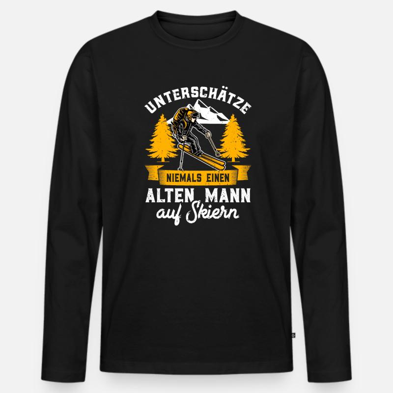 Skiurlaub - Männer Premium Bio Langarmshirt - Schwarz