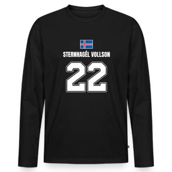 Fußball Island Sauf Trikot Sternhagel Vollson 22 - Männer Premium Bio Langarmshirt - Schwarz - Vorne - Nico (187cm)
