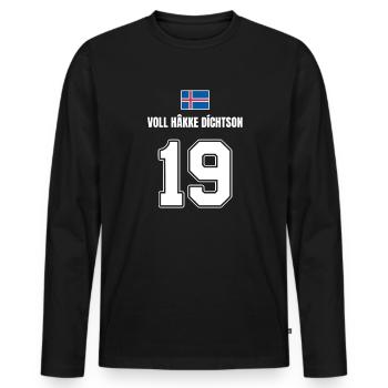 Fußball Island Sauf Trikot Voll Hakke Dichtson 19 - Männer Premium Bio Langarmshirt - Schwarz - Vorne - Nico (187cm)
