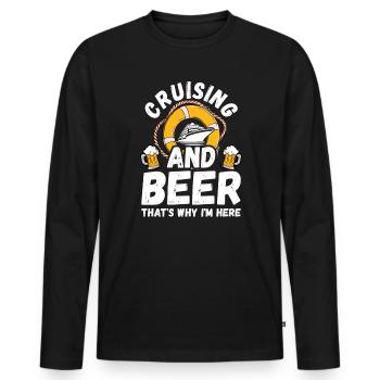 Croisière Croisière Vacances Buveur de bière - T-shirt manches longues Premium bio Homme - noir - Devant - Nico (187cm)