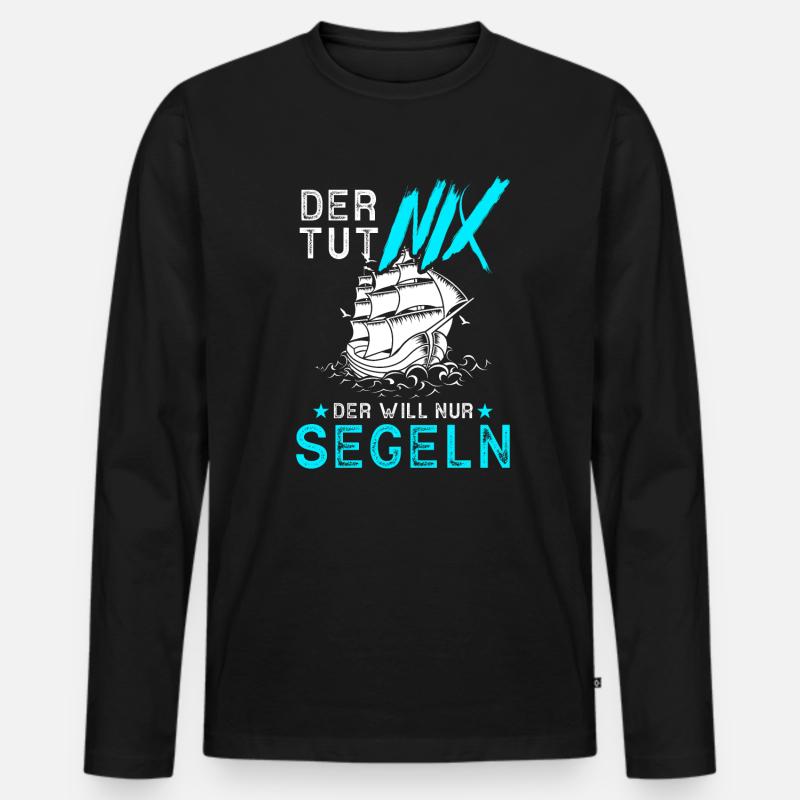 Segler Segelschiff Segelboot - Männer Premium Bio Langarmshirt - Schwarz
