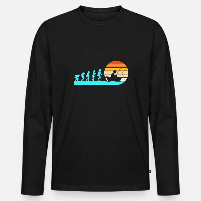 Evolution Angler Angeln - Männer Premium Bio Langarmshirt - Schwarz
