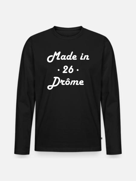 Made in Drôme - T-shirt manches longues Premium bio Homme - noir