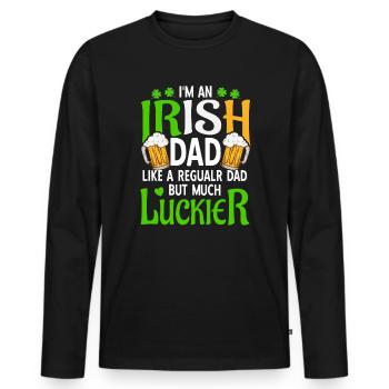 Funny St. Patrick's Day Irish Father Saying - Men's Premium Organic Long Sleeve Shirt - black - Front - Nico (187cm)