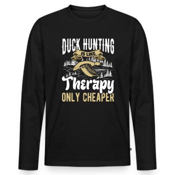 Chasseurs de canards Chiens de chasse aux canards excursion de chasse - T-shirt manches longues Premium bio Homme - noir - Devant - Nico (187cm)