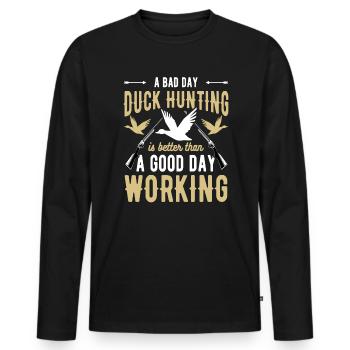 Chasseurs de canards Chiens de chasse aux canards excursion de chasse - T-shirt manches longues Premium bio Homme - noir - Devant - Nico (187cm)