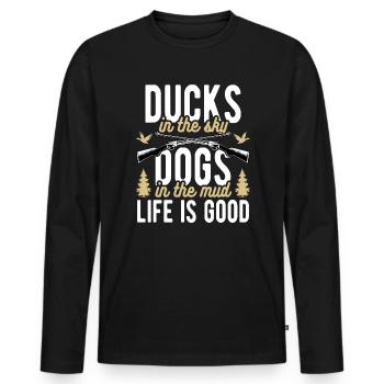 Chasseurs de canards Chiens de chasse aux canards excursion de chasse - T-shirt manches longues Premium bio Homme - noir - Devant - Nico (187cm)