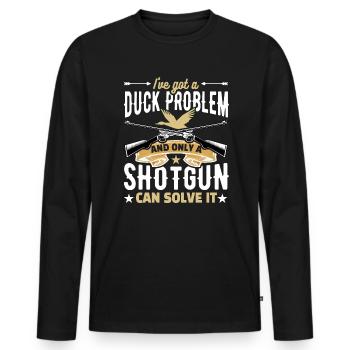 Chasseurs de canards Chiens de chasse aux canards excursion de chasse - T-shirt manches longues Premium bio Homme - noir - Devant - Nico (187cm)