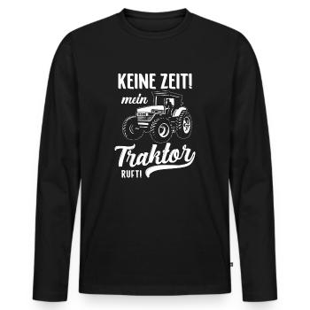 Traktorfahrer Trecker Traktor Landmaschine - Männer Premium Bio Langarmshirt - Schwarz - Vorne - Nico (187cm)