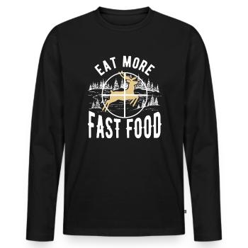 Chasse au cerf Les chasseurs de cerfs mangent plus de fast-food - T-shirt manches longues Premium bio Homme - noir - Devant - Nico (187cm)