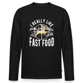 Chasse au cerf Les chasseurs de cerfs mangent plus de fast-food - T-shirt manches longues Premium bio Homme - noir - Devant - Nico (187cm)