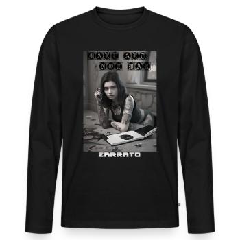 Make Art Not War - Version 2 - Männer Premium Bio Langarmshirt - Schwarz - Vorne - Nico (187cm)