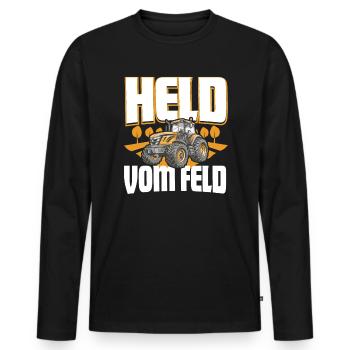 Landwirt Held Vom Feld - Männer Premium Bio Langarmshirt - Schwarz - Vorne - Nico (187cm)