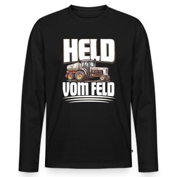 Landwirt Held Vom Feld - Männer Premium Bio Langarmshirt - Schwarz - Vorne - Nico (187cm)