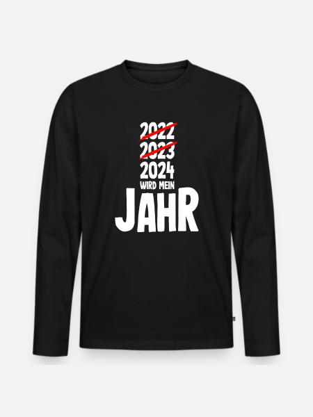 Silvester 2024 wird mein Jahr - Männer Premium Bio Langarmshirt - Schwarz