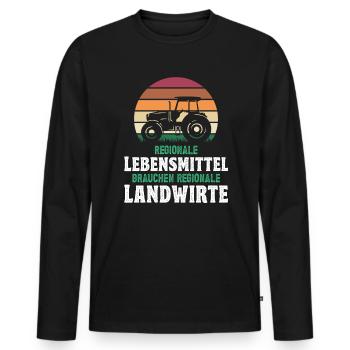 Landwirtschaft Regionale Lebensmitte Landwirte - Männer Premium Bio Langarmshirt - Schwarz - Vorne - Nico (187cm)