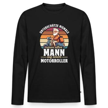 Motorroller Motorroller-Fahrer Rollerfahrer - Männer Premium Bio Langarmshirt - Schwarz - Vorne - Nico (187cm)