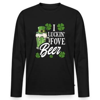 Fête de la Saint-Patrick 2024 Amateurs de bière verte - T-shirt manches longues Premium bio Homme - noir - Devant - Nico (187cm)