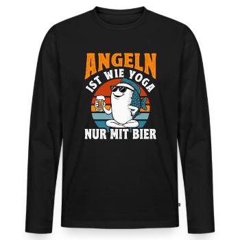 Drôle de pêcheur disant oui, je parle aux poissons - T-shirt manches longues Premium bio Homme - noir - Devant - Nico (187cm)