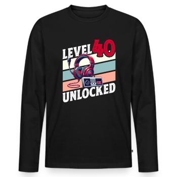 40. GEBURTSTAG MANN RETRO GAMER GAMING LEVEL - Männer Premium Bio Langarmshirt - Schwarz - Vorne - Nico (187cm)