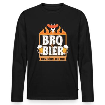 Grilling and Beer Grillmeister Grill Saying BBQ - Men's Premium Organic Long Sleeve Shirt - black - Front - Nico (187cm)