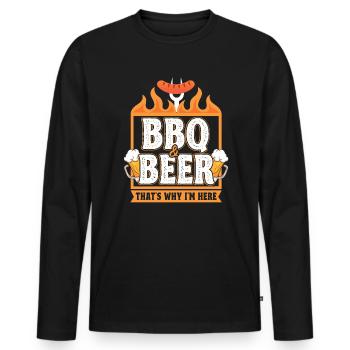 Funny BBQ Quote Barbecue Dad Dad BBQ Beer - Men's Premium Organic Long Sleeve Shirt - black - Front - Nico (187cm)
