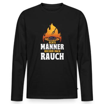 Grilling and Beer Grillmeister Grill Saying BBQ - Men's Premium Organic Long Sleeve Shirt - black - Front - Nico (187cm)