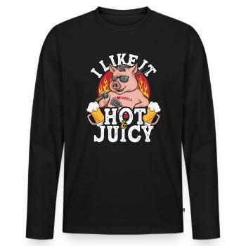 Funny BBQ Quote Barbecue Dad Dad BBQ Beer - Men's Premium Organic Long Sleeve Shirt - black - Front - Nico (187cm)
