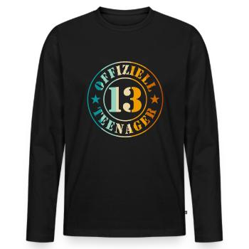 13ème anniversaire Officiel Adolescent 13 ans Garçon - T-shirt manches longues Premium bio Homme - noir - Devant - Nico (187cm)